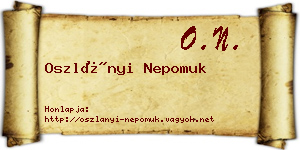 Oszlányi Nepomuk névjegykártya